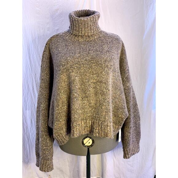 NWT A.n.a. Turtleneck Sweater in Taupe, Women's L Dolman Sleeve Jumper - Picture 1 of 10